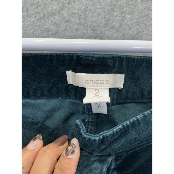 Chicos stretch velvet "Curvy Holiday Size 2- 34 Green - Picture 11 of 15